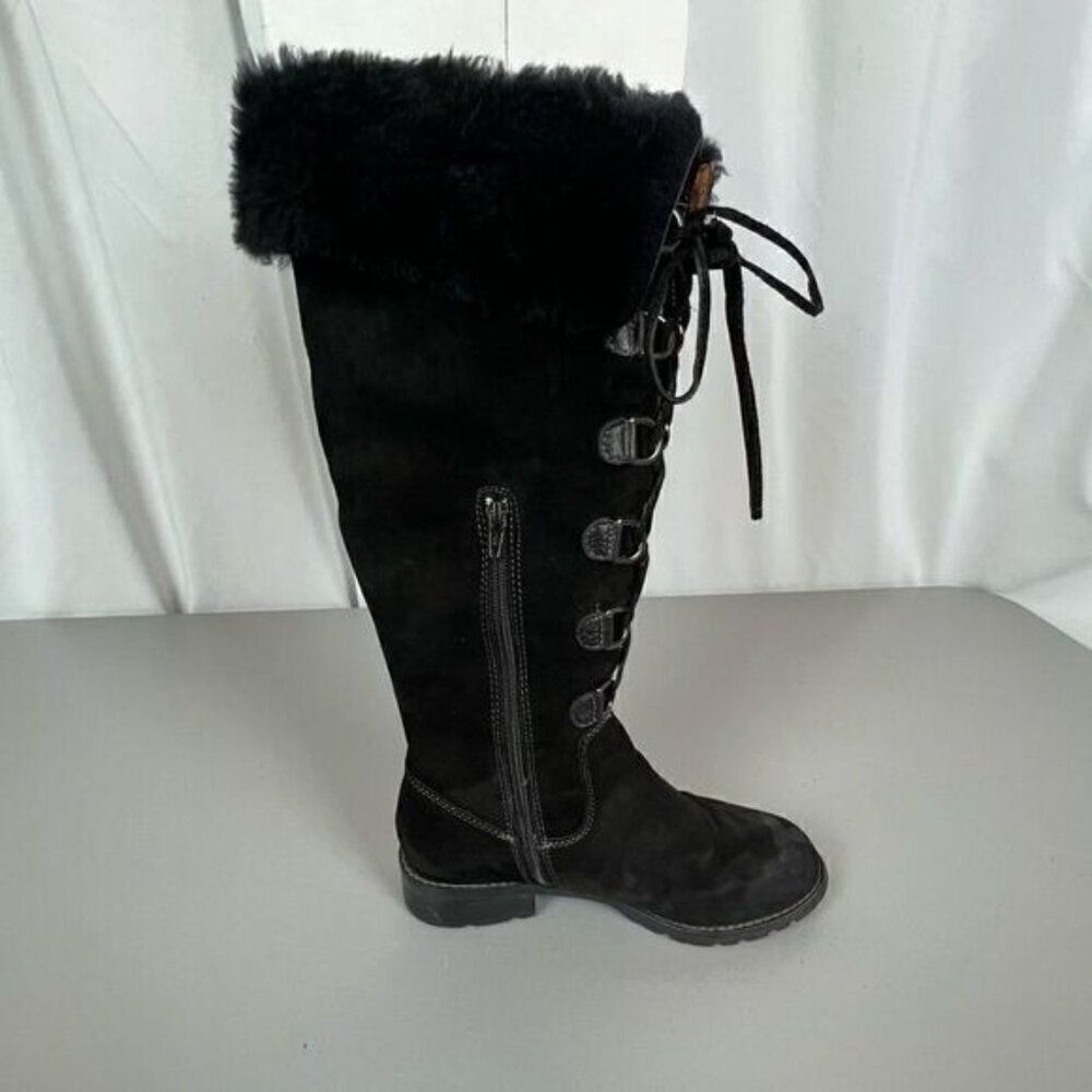 SOFFT WOMENS HIGH CALF SUEDE LACE UP BOOT BLACK SIZE 7M - Picture 6 of 13